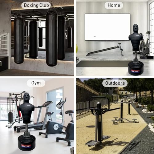 Adjustable Punching Dummy – Freestanding Silicone Punching Bag with Telescopic Height, Stable Large Base for Adults, Boxing, Kickboxing, MMA & Home Gym Training - color: Black2