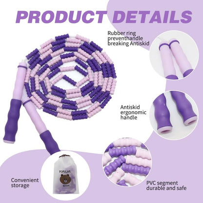 20 Pcs Soft Beaded Jump Ropes, Adjustable Length Skipping Rope, 8.2 Ft Tangle Free Segmented Jumping Rope with Storage Bag for Kids and Adults Exercise, Fitness