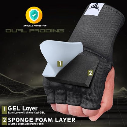 Mytra Fusion Inner Gloves Elastic Quick Easy Gel Padded Boxing Hand Wraps for Men & Women Boxing Wraps for MMA, Muay Thai, Kickboxing, Punching and Martial Arts - size: Large-X-Large