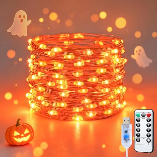 JMEXSUSS 100 LED USB Orange Fairy Lights Plug in, 33 Ft Orange Lights - color: Orange, size: 100 LED