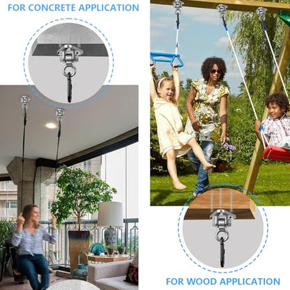 2-Pack Heavy Duty Swing Hanger Bracket, 1000 lbs Capacity, 304 Stainless Steel Swing Mount with Threaded Hook, for Indoor/Outdoor Porch Swing, Hammock, Gym Rings, Punching Bag Hardware - size: 3 holes-2Pack