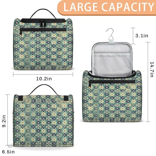 Islamic Flowers Travel Toiletry Bag for Women Men Large Capacity Hanging Makeup Bag Dopp Kit Shaving Bag for Toiletries Cosmetics Organizer