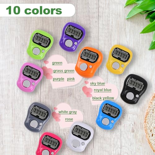 Tally Counter Electronic Finger Counter Digtal Clicker Counter 20pc | 10 Colors 5 Digit LCD Counting For Knitting /Golf /Coaching /Goods Counting/Lap Etc