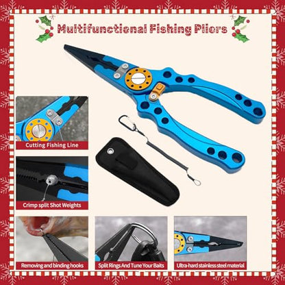 XBLACK Fishing Tool Kit Fishing Pliers Fish Gripper Fishing Scale Fish Grip Tools Set Saltwater Resistant Fishing Gear - color: Advanced Set - B