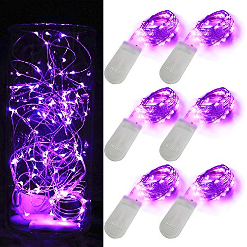 6 Pack 7Ft Starry String Lights No Remote Fairy String Lights 20LEDs Purple - color: Purple, size: 7ft