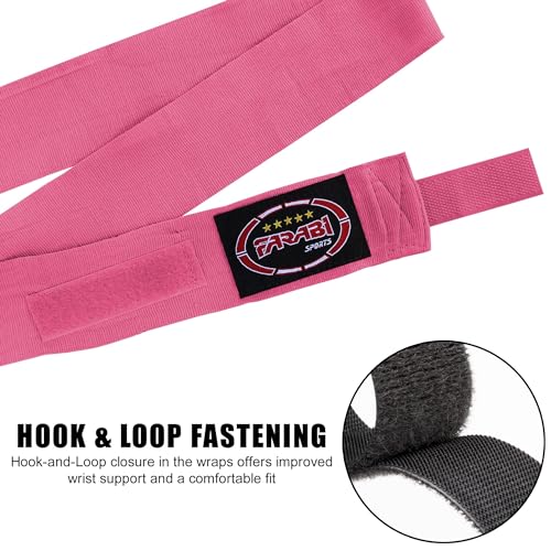 FARABI Kids Boxing Hand Wraps 100 Inches Long Junior Hand Wraps Boxing Hand Wraps Muay Thai Hand Wraps MMA Boxing Hand Wraps Men Boxing Hand Wraps Kids Boxing Hand Wraps Inner Gloves - color: Pink