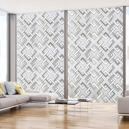 Frosted Window Privacy Film,3D Vinyl Decorative Window Decals, UV Blocking Static Cling No-Glue Glass Window Film (17.5 x 157.4 inch) - size: 17.5'' x 157.4'' (44.5 x 400 cm)