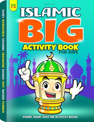 Islamic BIG Activity Book for Kids Ages 6,7,8,9,10: More Than 120 Pages, Fun Activities: Mazes, Word search, Coloring, Crossword, Drawing, Arabic ... Salah Tracker, & More (Muslim Books for kids)