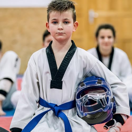 Toddmomy Taekwondo Sparring Face Guard Detachable Face Protector for Boxing Martial Arts Headgear Shockproof and Breathable Cover for Kids 8.26 X 7.87 X 3.54 in