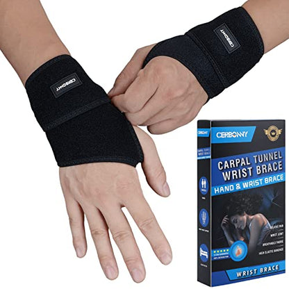 CERBONNY Carpal Tunnel Wrist Brace,2Pack Wrist Support Brace Adjustable Wrist Strap Reversible Wrist Brace for Sports Protecting/Carpal Tunnel/Arthritis-Right&Left - style: 2-Left and Right Hand