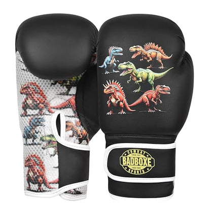 Boxing Gloves 6oz | Boxing Gloves for Kickboxing Muay Thai MMA | Bag Gloves for Punching Bag - color: Dinosaur Black