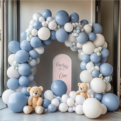 Dusty Blue Balloons Double Stuffed Blue Balloon Garland Arch Kit Different Sizes 18In 12In 5In Latex For Birthday Baby Shower Gender Reveal Neutral Party - color: Double Stuffed Dusty Blue