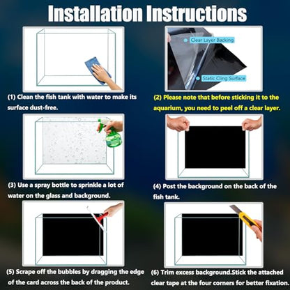 XCNO Black Aquarium Background Fish Tank Film, Static Cling, 23.6 x 11.8 in | Glue-Free, Thickened Waterproof Vinyl, Total Light Blockout, Makes Fish Colors Pop, Easy to Install and Remove, Reusable - size: 23.6" x 11.8" In