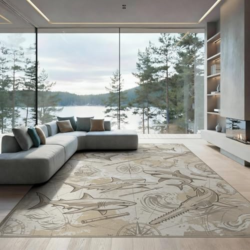 8'x10' Washable Flatwoven Rug, Tan Distressed Shark Stain Resistant Extra Large Carpet Non-Slip Chair-Friendly Mat for Dining Room, Large Office, Lounge | Ref:2067336 - color: Beige/Pattern 33, size: 8' x 10' (Rectangular)