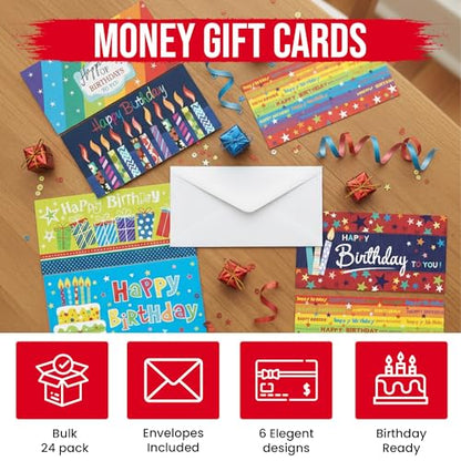 Iconikal 24-Pack Gift Card Money Holders with Envelopes Birthday