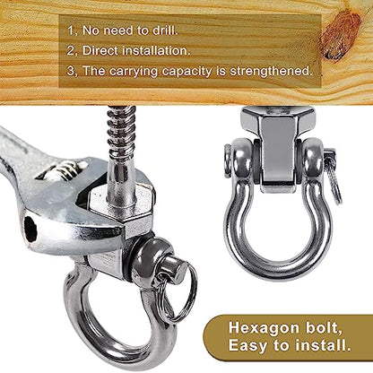 BeneLabel Heavy Duty Swing Hangers with Bearings - Set of 6 Stainless Steel 304 Screw Brackets for Hanging Chairs, Swings, Hammocks, Punching Bag - Indoor & Outdoor Use - 1500LB Capacity - color: 6 pack - 2.6"