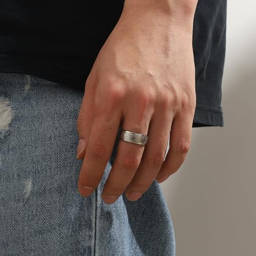 Hipunk Stainless Steel Islamic Muslim Shahada Ring - Mohammad Arabic Letter Rings Band Prayer Religious Calligraphy Ayatul Kursi Allah Rings Eid Ramadan for Men Women Size 9-12 - color: steel