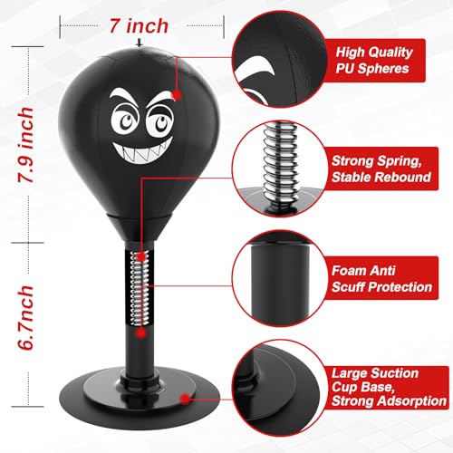 Desktop Punching Bag with Suction Cup - Punch Away Stress, Heavy Duty Office Desk Stress Ball for Adults & Kids, Fun Boxing Toy for Coworkers, Friends - color: Black