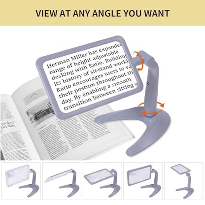 2.5X Magnifying Glass with Light and Stand, Full-Page Desktop Handheld Magnifying Glass with 48 Light for Reading Books Close Work, Powered by USB or Battery - style: 2.5X