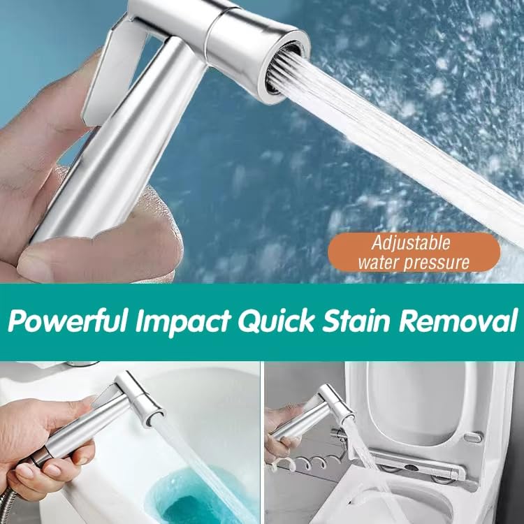 Bidet Stainless Steel Hand Shower, Muslim Stainless Steel Shower, Baby Cloth Diaper Spray Set with Spring Hose, wall Mount