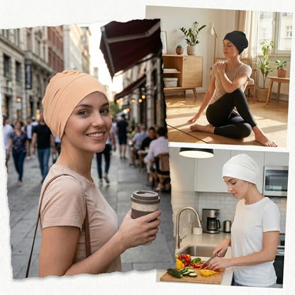 JJUNW 3Pcs Under Caps for Hija, Non Slip Hijab Undercap with Tie Adjustable Women Undercap Under Scarf（Black, White, Beige）