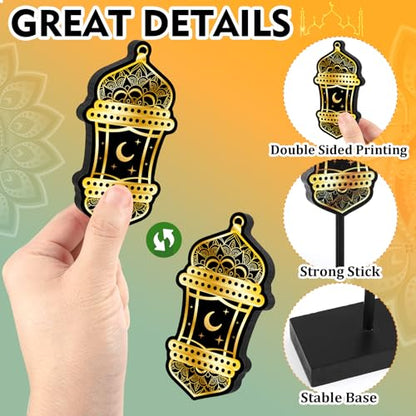 3 Pieces Ramadan Decorations Eid Mubarak Table Decor Wooden Set, Islamic Ramadan Tiered Tray Decor for Muslim Party Tabletop Decor Home (Classic) - style: Ramadan Classic
