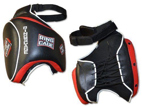 Deluxe Muay Thai Thigh Guard - color: Black/Red