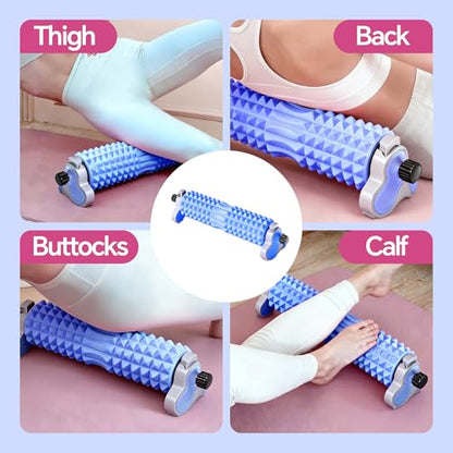 Foam Roller with Detachable Stand, 18” Deep Tissue Massage Roller | 3-Level Height Adjustable Support, Beginner-Friendly Design for Home Workout & Muscle Recovery - Blue - color: Blue