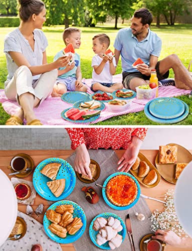 Nkaiso 141Pcs Blue Gold Paper Plates and Napkins Party Supplies-20 Guests - color: Sky Blue Gold