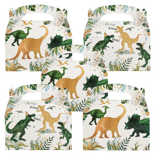 DjinnGlory 36 Pack Dinosaur ROAR Treat Boxes Gable Boxes Party Favor Gift Boxes for Baby Shower, Birthday Party Supplies Decoration, Small Business 6.18 x 3.58 x 3.38 Inches - color: Dinosaur