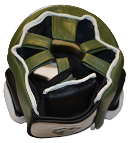 Youth Face Saver GelTech Leather Headgear - color: Marine Green/Black
