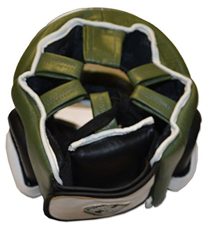 Youth Face Saver GelTech Leather Headgear - color: Marine Green/Black