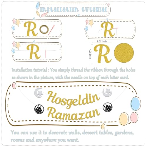 Hosgeldin Ramazan Banner - Ramadan Mubarak Banner - Ramadan Party Decorations Gold - size: Hosgeldin Ramazan