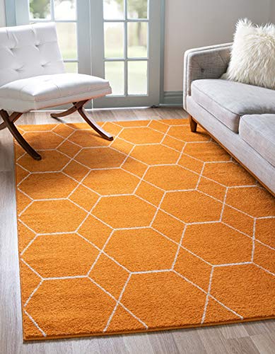 Unique Loom Trellis Frieze Collection Area Rug - Geometric (2' x 3' 1", Orange/ Ivory) - color: Orange/Ivory, size: 2' x 3'1" (Rectangular)