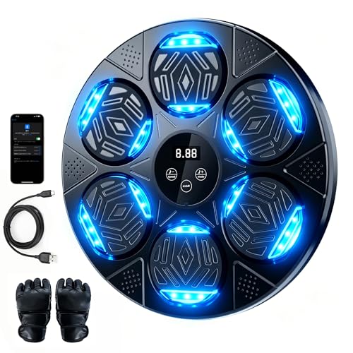 LOLBOX 2026 Music Boxing Machine for Adults and Kids, Smart Bluetooth Boxing Training Equipment with Gloves Wall Mounted, Workout Punching Machine for Home,Office and Gym - color: Dark black