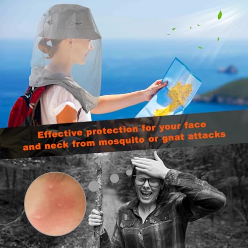 South to East Premium Mosquito Head Net for Insect 2 Pack, Ultra Large & Long, Extra Fine Holes, Fly & Bug Protection Gear for Camping, Hiking, Fishing, Gardening, Safari, Fit All Hats, Grey - color: Gray