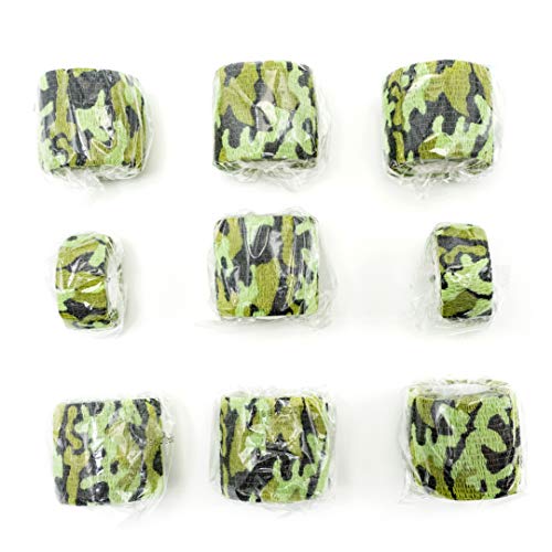 FRESINIDER 9 Rolls Self Adhesive Wrap Athletic Tape Gauze, Breathable Elastic Cohesive Bandage for Sports Injury & Pet (7 Pcs 2" x 5 Yards + 2 Pcs 1" X 5 Yards) (Land Camo) - color: Land Camo