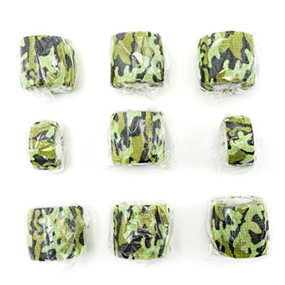 FRESINIDER 9 Rolls Self Adhesive Wrap Athletic Tape Gauze, Breathable Elastic Cohesive Bandage for Sports Injury & Pet (7 Pcs 2" x 5 Yards + 2 Pcs 1" X 5 Yards) (Land Camo) - color: Land Camo