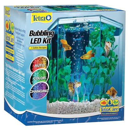 Tetra Bubbling LED 1 Gallon Starter Fish Tank Kit For Freshwater Fish - size: 1 Gallon