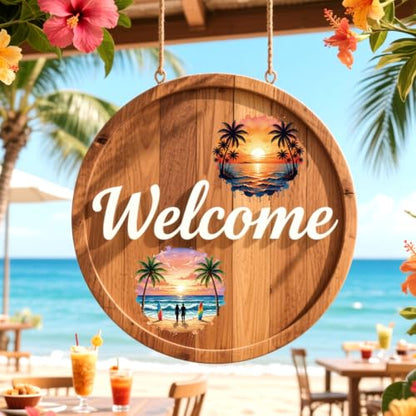 Peacoblue Seaside Summer Rub On Transfers for Craft, Transfer Sticker | 18 Sheets UV DTF Transfers, Waterproof Rub On Decals for Wood, Glass, Furniture, Tumblers & Home Decor Crafts - style: Seaside Summer Scenery