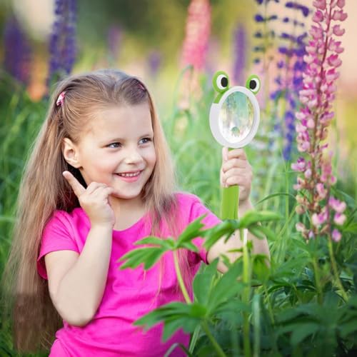 10X Kids Magnifying Glass Handheld Magnifier for Child (Frog Style 1pcs) | Frog shape magnifier student exploring nature, scientific experiment Observing insect animal plant leaves explore reading - color: Frog Style 1pcs