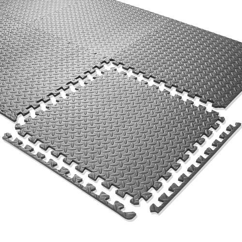 Philosophy Gym Pack of 30 Exercise Flooring Mats - 24 x 24 Inch Foam Rubber Interlocking Puzzle Floor Tiles - Gray - color: 120 Sq Ft, 1/2" Thick - Gray