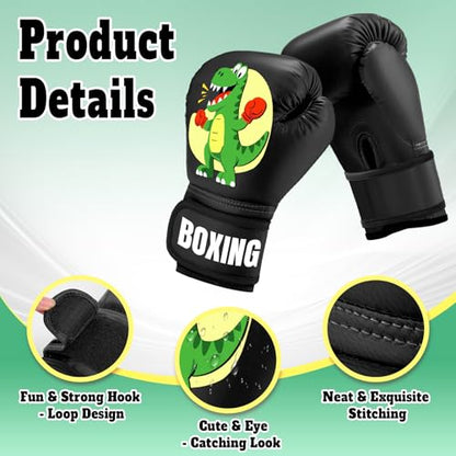 Kids Boxing Gloves for Boys & Girls, Youth Boxing Training Gloves for Kids Age 3 to 9 Years, 4OZ Training Sparring Gloves for Punching Bag Kickboxing Muay Thai MMA - color: Black