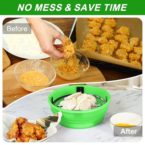 Collapsible Batter Bowl - Breading Bowl Shaker with Lid , Grass Green - color: Grass Green