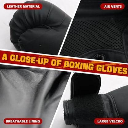12pcs Boxing Headgear, guantes de boxeo,Mouth Guards& Hand Wraps Boxing Equipment Set - PU Leather Boxing Protective Gear for Training, Sparring & MMA，Boxing Gloves - size: 8oz