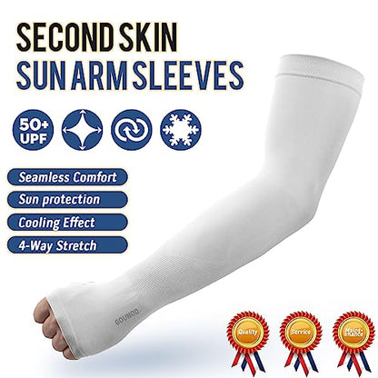GOUNOD Gardening Sleeves to Cover Arms for Women with Thumb Holes-Sun Protection SPF Cooling Driving UV Blocking - color: 6 Pairs:black,grey
