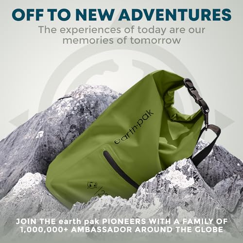 Earth Pak Waterproof Dry Bag with Zippered Pocket - Waterproof Dry Bag Backpack Keeps Gear Dry - color: Forest Green, size: 5L