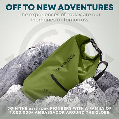 Earth Pak Waterproof Dry Bag with Zippered Pocket - Waterproof Dry Bag Backpack Keeps Gear Dry - color: Forest Green, size: 5L
