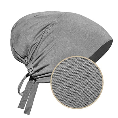 PURFUN 2 Pcs Muslim Inner Hijab Caps Women Girls Stretchy Breathable Full Cover Undercap Tube Bonnet Under Scarf Hats Beanie - color: Deep Grey+black/2pcs