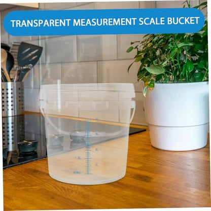Clear Plastic Bucket with Lid: 5l Thickened Measuring Pail for Accurate Liquid Measurement - Handheld Bucket for Kitchen and Laboratory